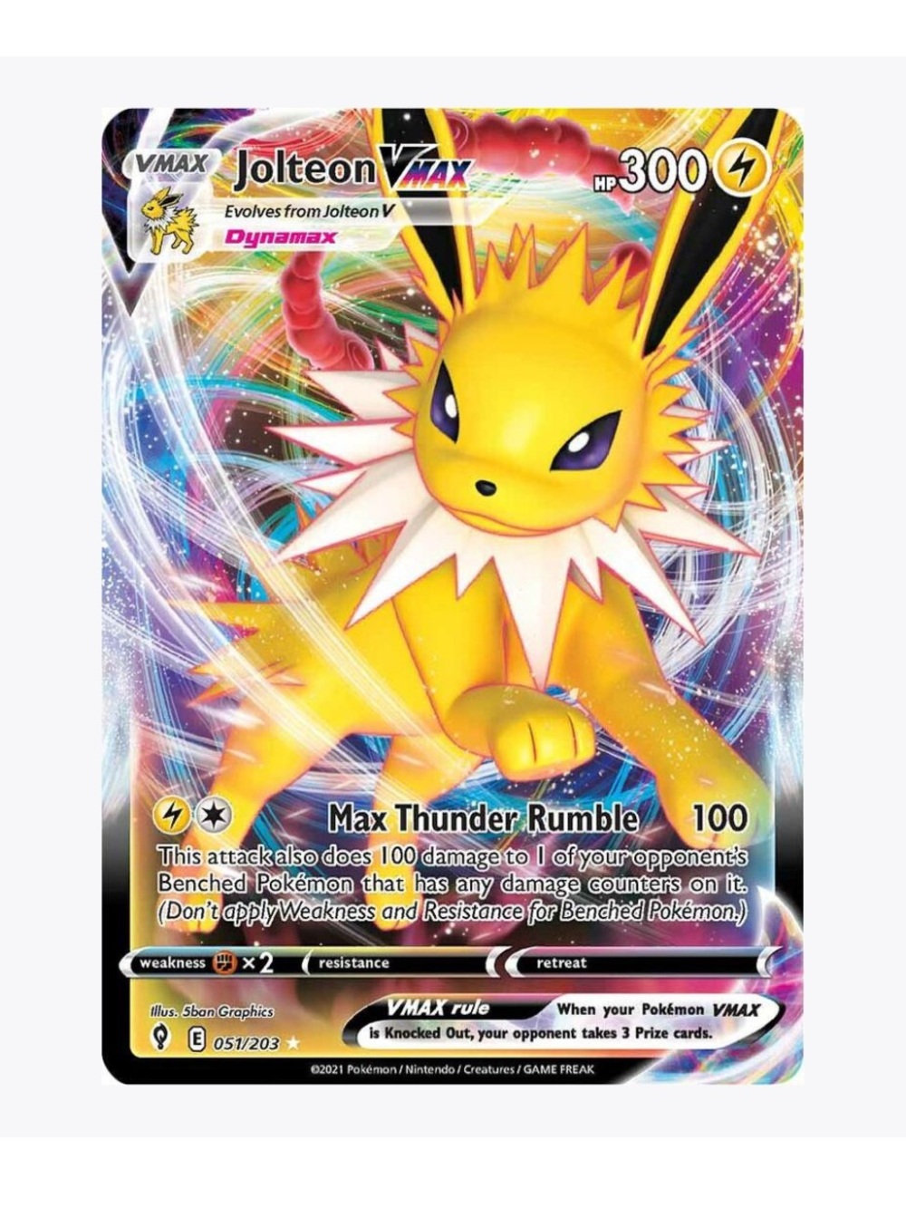 Jolteon VMAX SWSH07 Evolving Skies Pokemon Trading Card
